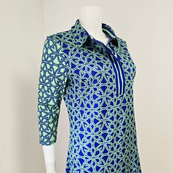 Gretchen Scott Dress Size M Everywhere Catalina Cloth Collared Geometric Stretch - Picture 2 of 8